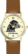 Labrador Retriever - Black (SC) Dog - WATCHBUDDY&reg; DESIGNER DELUXE TWO-TONE THEME WATCH - Arabic Numbers-SAND & SOIL STYLE - Pale Yellow Dial with Brown Leather Strap-Women's Size-Small