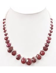 Natural Fresh Water Pearl & Ruby Drops Beaded Designer Necklace