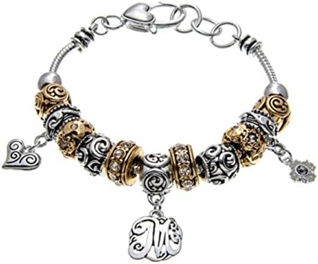 Jewelryland Letter M Monogram Initial Charm Designer Style Bracelet