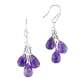 Sterling Silver Amethyst Dangle Earrings - Purple