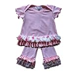 Frillys Girls 2 piece Se,t Short Sleeve Top and Ruffled Leggings for Baby Girls. Pink.