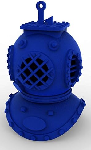 3D Printed Divers helmet Earrings, Blue