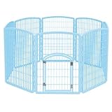 IRIS Plastic Exercise/Containment Pet Pen, 8 Panels, Blue