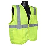 Radians 2 Pockets High Visibility Neon Green Zipper Front Safety Vest with Reflective Strips - Meets Ansi/isea Standards, Size Small
