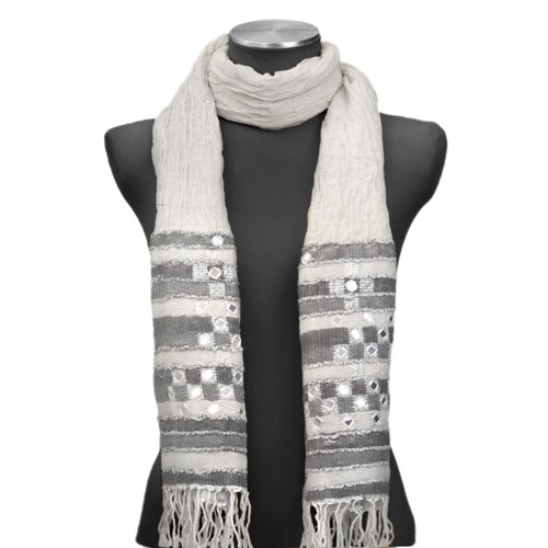 Olive N Figs 100% Pure Wool Mirror Magic Crinkled Scarf/Stole Cream on Travel Gear Bag Travel Gear Bag Olive N Figs 100% Pure Wool Mirror Magic Crinkled Scarf/Stole Cream