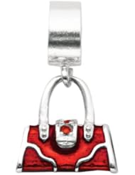 925 Sterling Silver Red Handbag Enamel Bead For Chamilia, Pandora, Biagi, Personality, Reflections And More Charm Bracelets