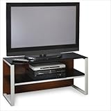 TV Stand with Shelf in Black and Cherry Finish