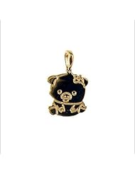 14k Yellow Gold, Piggy Pendant Charm 13mm Wide