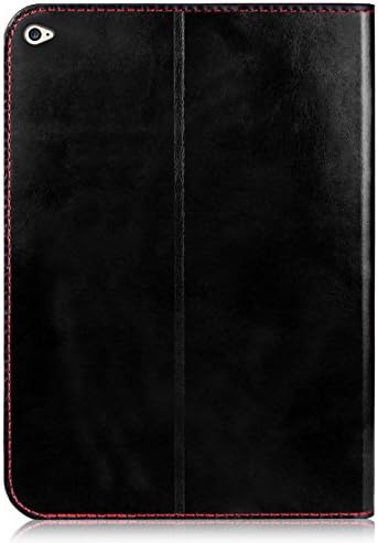 iPad Air 2 Case Cover - Genuine Leather Wallet Case with Card Slots "Retro" Leather Series by IMUCA (Black)