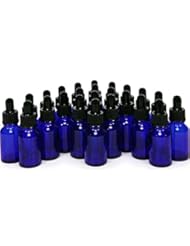 Beauty: 24, Cobalt blue, 15 ml (1/2 oz) Glass Bottles, with Glass Eye Droppers - PSC Products