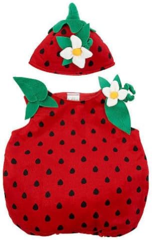Koala Kids Infant Girls Plush Red Strawberry Costume Polka Dot Jumper & Hat