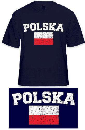 Poland Polska Vintage Flag International Mens T-Shirt #1178