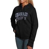 MLB Women's Colorado Rockies The Beauty Long Sleeve Fullzip Fleece Hoodie (Black, Medium)