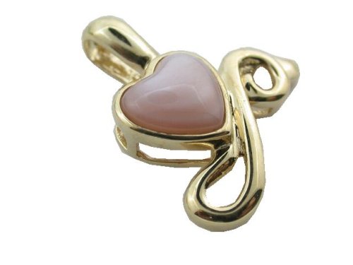 41Nov9FtJ1L Pink Mother Of Pearl Cupids Heart Pendant, 14k Gold
