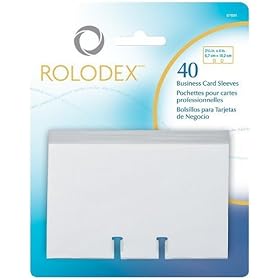 Rolodex Business Card Tray Refill Sleeves, Holds 2 of 2.625 x 4 Inch Cards, White, 40 per Pack (67691)