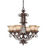 Kichler Lighting 1855CZ 6 Light Cottage Grove Chandelier, Carre Bronze