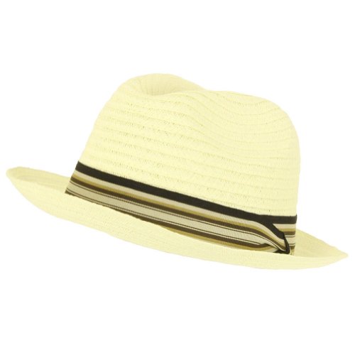 New Braid Fedora Tribly Gangster Hat W Striped Band Ivory Cream Xl