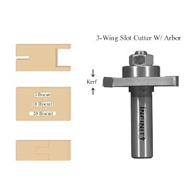 23-532B, 3-Wing Slot Cutter With 1 2 Arbor, 5 32 Kerf With 5 16 Bore by infinity Tools