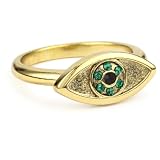 House of Harlow 1960 14k Yellow Gold Plated Evil Eye Ring, Size 8