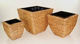 Blumenk�bel Pflanzk�bel Pflanzgef��e �bert�pfe Blument�pfe aus Wasserhyazinthe "Asia Design", 45/38/28, Natur, eckig