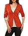 Allegra K Women Long Sleeve One Button Padded Shoulder Casual Boyfriend Blazer