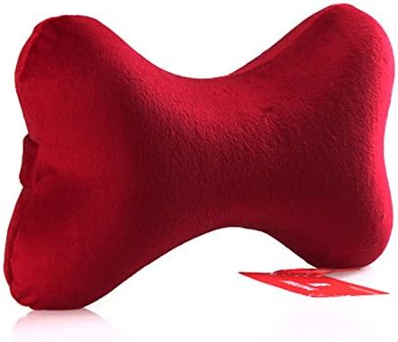Memory Foam Bone Shaped Neck Pillow Head Support Car Seat Travel Cushion - Red