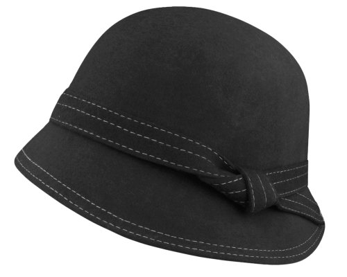 Capelli New York Cloche Hat With Uneven Brim, Contrast Stitching And Knot Band Detail