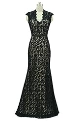 V-neck Sweetheart Mermaid Natural   Waistline Floor Length Lace Illusion Open-Back Prom Dress 