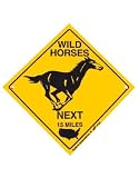 Wild Horses next 15 Miles - Adventure Schild mit Saugnapf - Auto Reitsport Pferd Spass Geschenk Deko