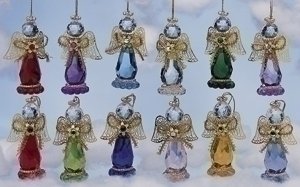 Buy Club Pack of 36 Birthstone Angel Figure Christmas Ornaments 3.25"
with discount price