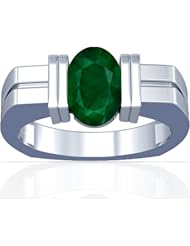 14K White Gold Oval Cut Emerald Solitaire Ring
