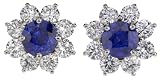 18k White Gold Sapphire and Diamond Cluster Earrings (1.92 cttw sapphires and 1.95 cttw, E-F Color, VS2 Clarity diamonds)