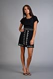 Black Studded Stretch Silk Charmeuse Dresses by Hale Bob