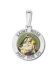 Saint Rose of Lima Medal "Color " - Available in Solid 14K Yellow Gold, White Gold, and Sterling Silver
