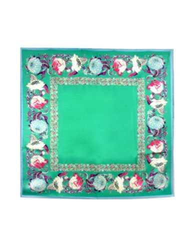 Roberto Cavalli Antique Floral Print Signature Square Silk Scarf ivory