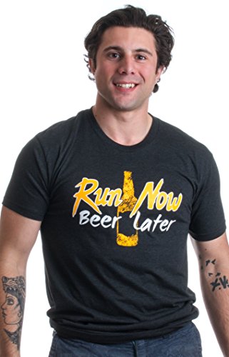 Run Now, Beer Later | Funny Marathon Runner, Running Unisex Triblend T-shirt-(Triblend,L)