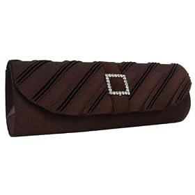 Satin Clutch Bag, Brown