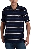 Nautica Mens Stripe Pique Polo,Navy,X-Large