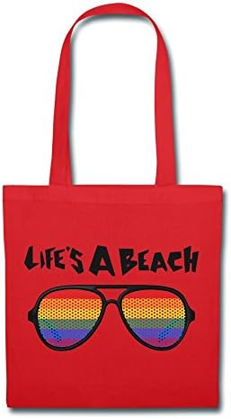 Handson Deluxe Lifes A Beach Glasses Bag 100% Cotton Red