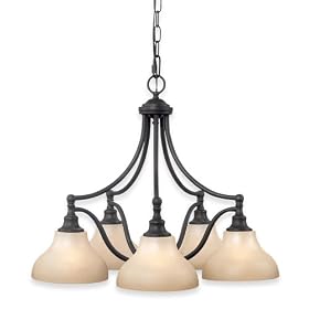 Royce Lighting RC70ES/5-23 Prescott Five-Light Chandelier Oil Rubbed Bronze with White Alabaster Globes