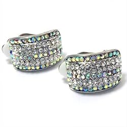 Rhinestone Turtleback CLIP Earrings Fashion Jewelry