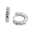 Sterling Silver Huggie Hoop Earrings with Clear CZ - Size: 3mm x 16mm