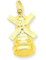 14K Yellow Gold Windmill Charm Pendant Jewelry