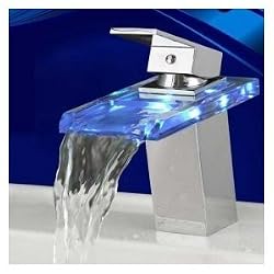 Low price Temperature Sensitive Single Handle Centerset LED Lavatory Faucet Chrome