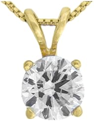 IGI Certified 10k Yellow Gold Round-Cut-Cut Diamond Pendant Necklace (3/4 cttw, I-J Color, I2-I3 Clarity), 18"