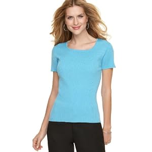 Buy August Silk Top, Short Sleeve Ribbed by August Silk