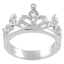 Sterling Silver Polished Crown Jewel CZ Lined Ring, Size 8