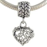 Best Friend Heart Dangle Bead in Silver Plate for European Charm Bracelet