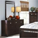 Cooper's Creek Youth Bedroom Double Dresser and Mirror Set in Rustic Brown
