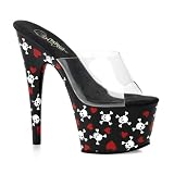 7 Inch Gothic Platform Shoes Stripper Shoes Skull and Heart Platform Black